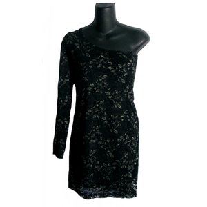 Kris Black & Gold Lace One Sleeve Dress Size M